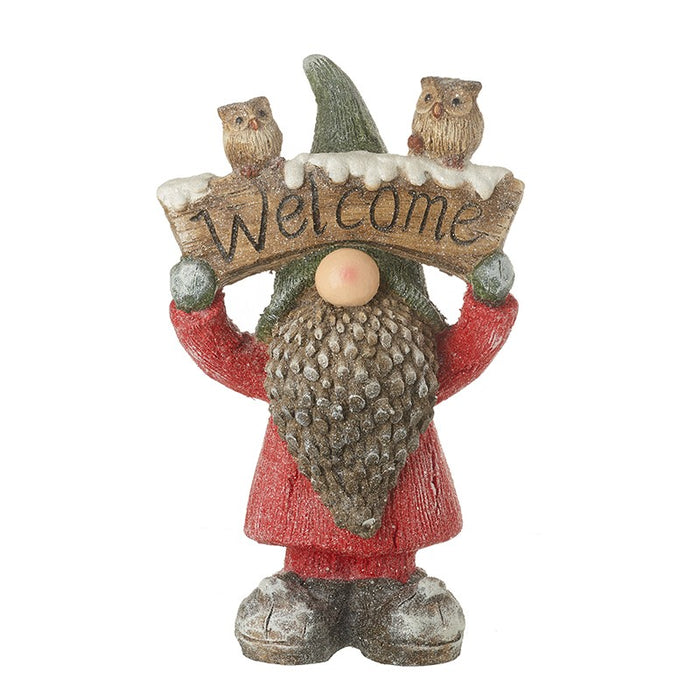 Welcome Sign With Owls Gonk In Red Coat