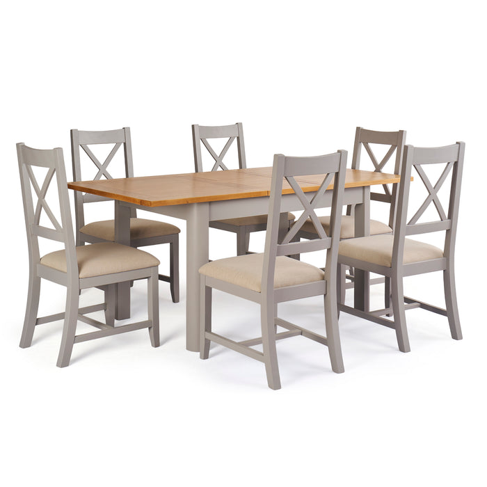 Canterbury 6 Seat 140/180x90cm Butterfly Extension Rectangular Dining Set