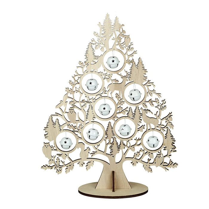 Cut Out Wooden Tree With White Bells