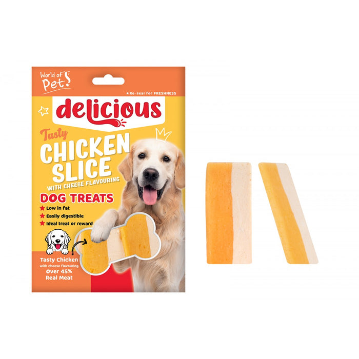 World of pets Chicken & Cheese Slice Dog Treat 8pk 80g