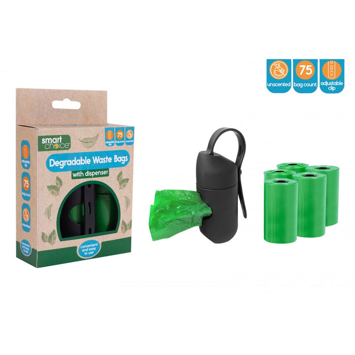 Degradable Dog Waste Bags & Dispenser 5 Pack