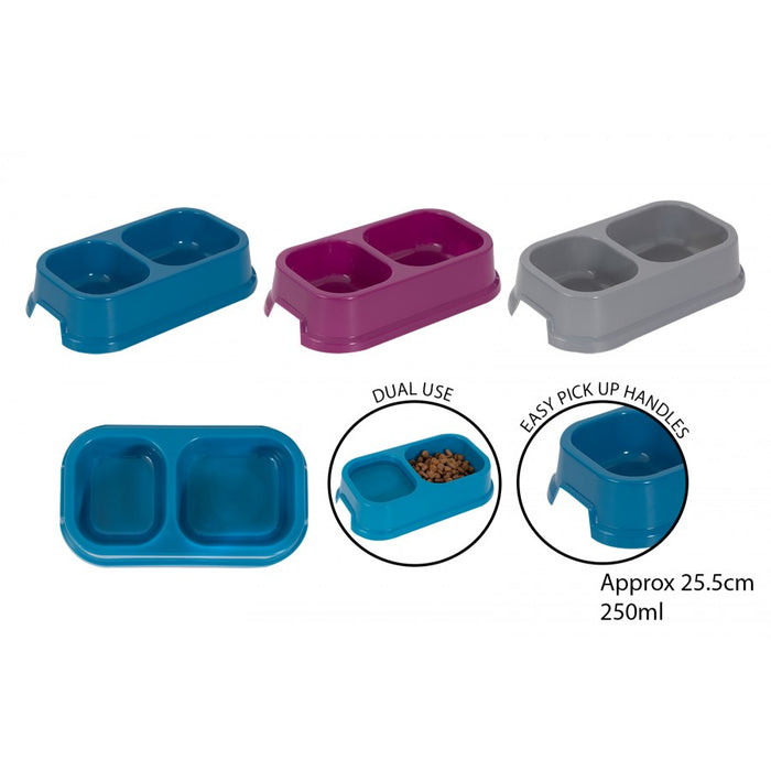 Plastic Double Pet Bowl 25.5cm 250ml