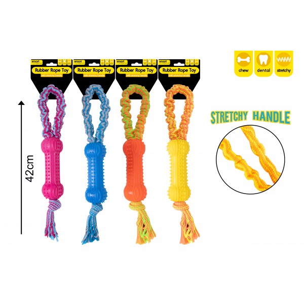 Stretchy Rope & Rubber Tug Dog Toy