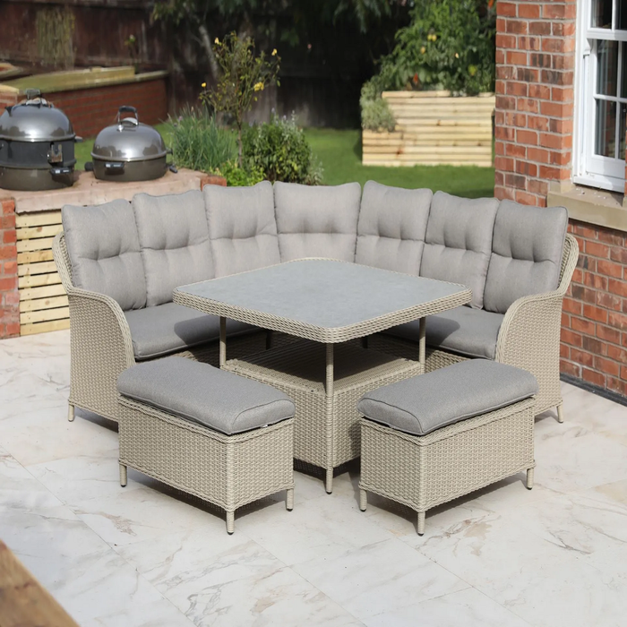 Cassano Curved Modular Set with 120cm Square Lounge Dining Table