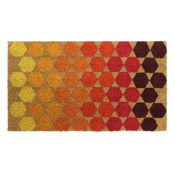 Coir Door Mat - Multicolour Hexagon 60x40cm
