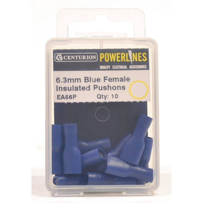 6.3mm Blue Female Insulated Push-ons (Pack of 10)