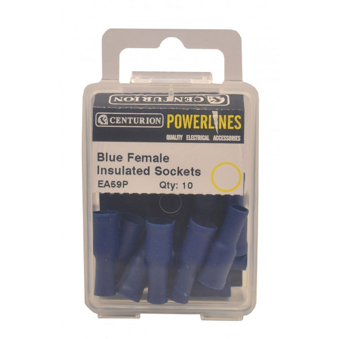 26mm x 4mm Female Insulated Blue Sockets (Pack of 10)