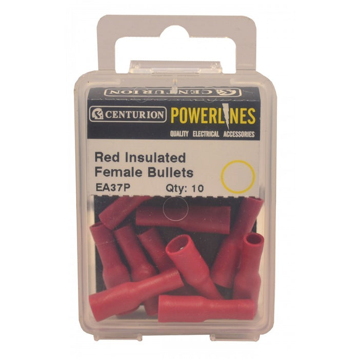 26mm x 4mm Red Female Insulated Sockets (Pack of 10)