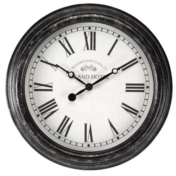 Biarritz Black Silver 12in Wall Clock