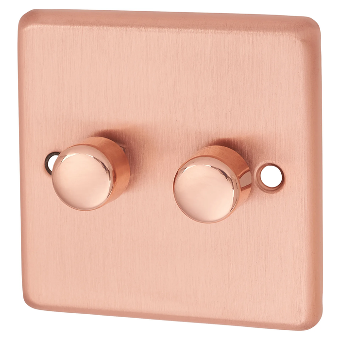 Dimmer Switch 2 Gang 2 Way 400W - Rose Gold
