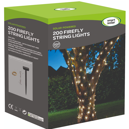 Smart Solar 200 Warm White Firefly String LED Lights