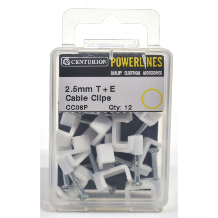 2.5mm T+E White Cable Clips (Pack of 12)