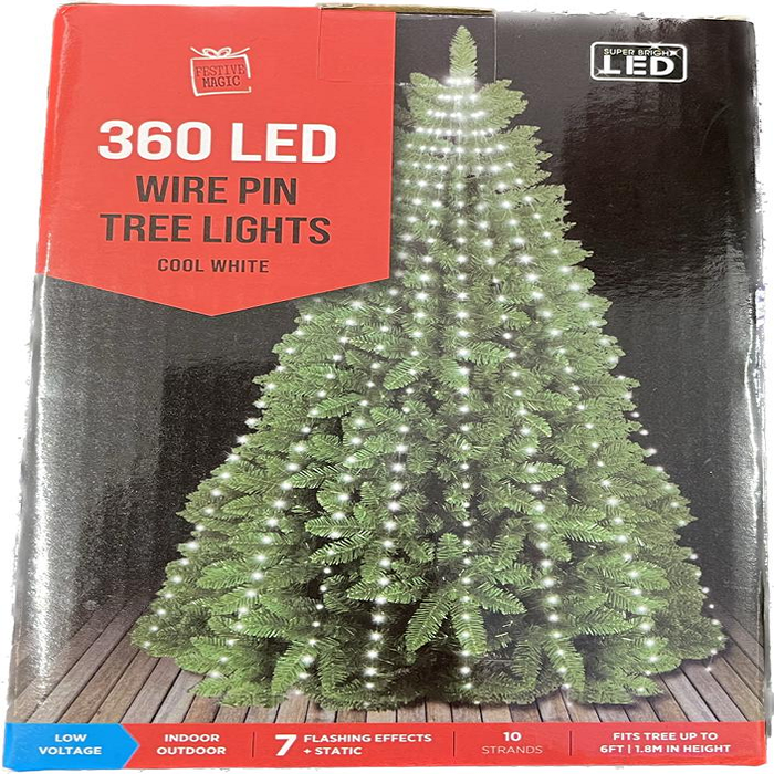 360 LED Wire Pin Tree Christmas Lights