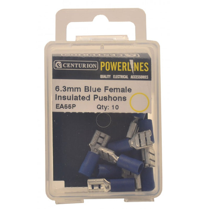 6.3mm Blue Female Push-ons (Pack of 10)