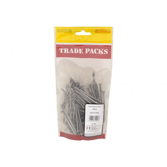 Round Wire Nails - Steel - 65mm (500g)