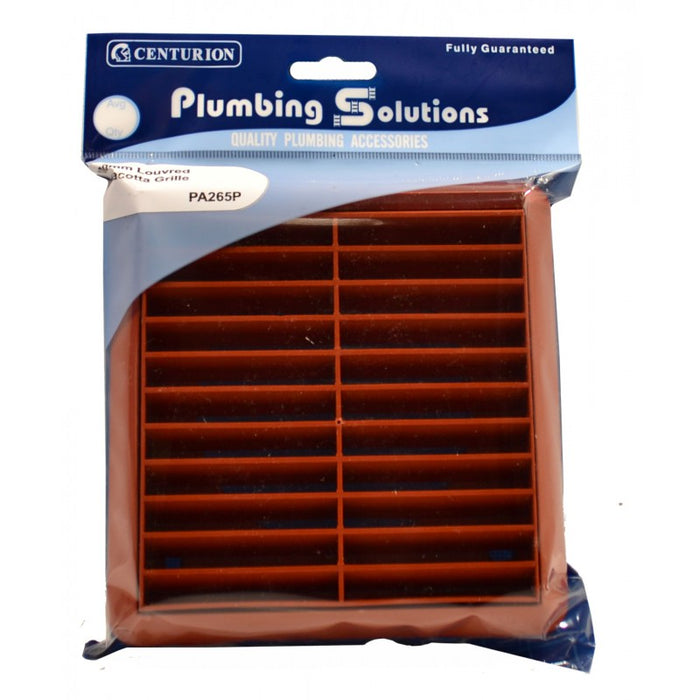 Louvred Grille with Flyscreen - Terracotta - 100mm