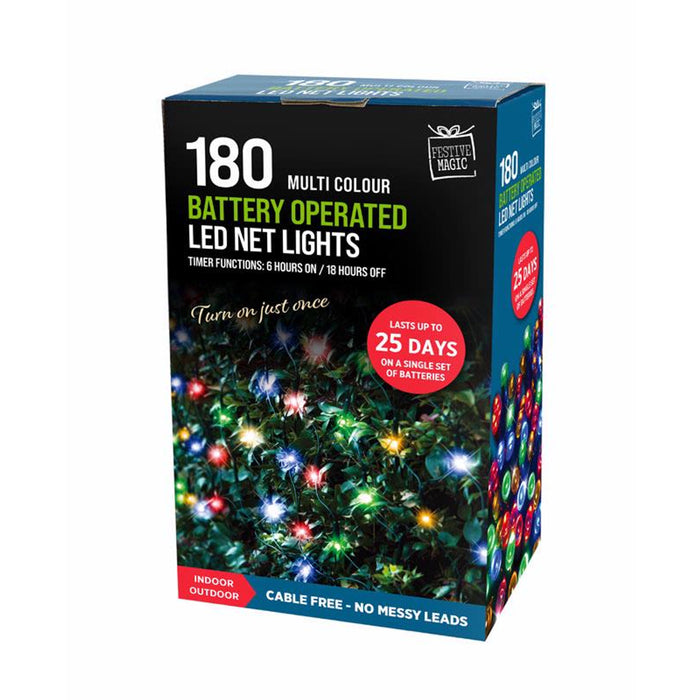 180 Battery Operated Christmas Led Net Lights