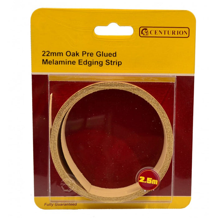 2.5m x 22mm Oak Glued Melamine Edging Strip
