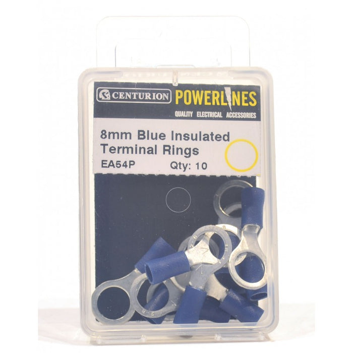 8mm Blue Insulated Terminal Rings (Pack of 10)