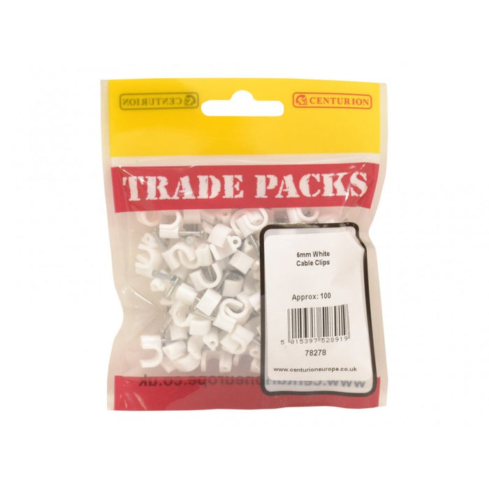 Cable Clip - White - 6mm (100 PK)
