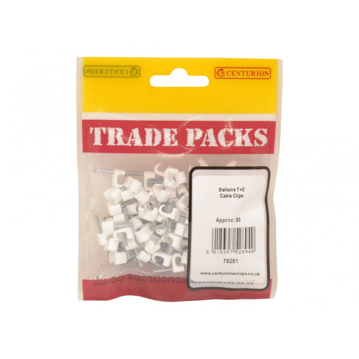 Cable Clip - Bellwire T+E White (80 PK)