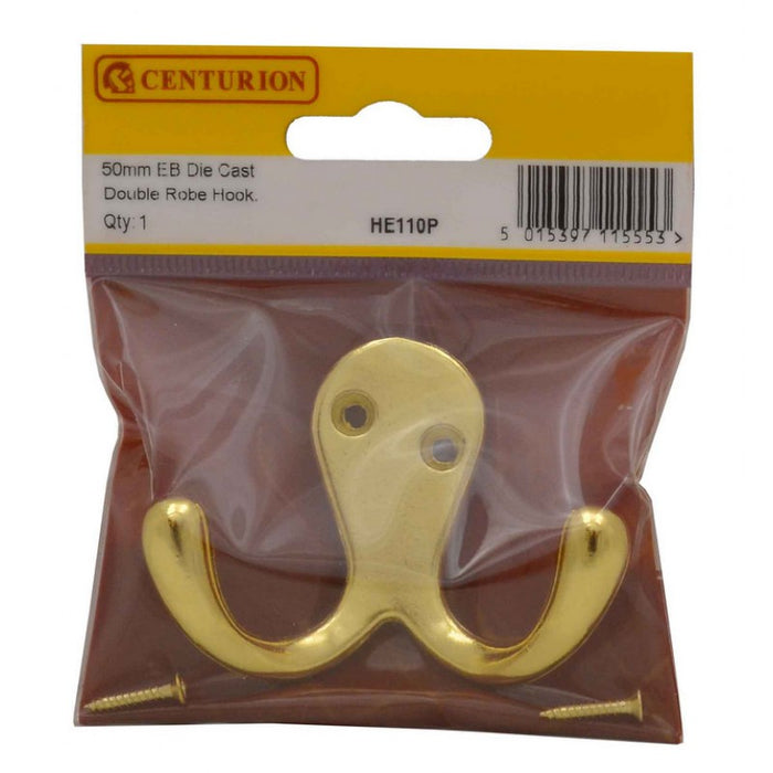 50mm EB Die Cast Double Robe Hook