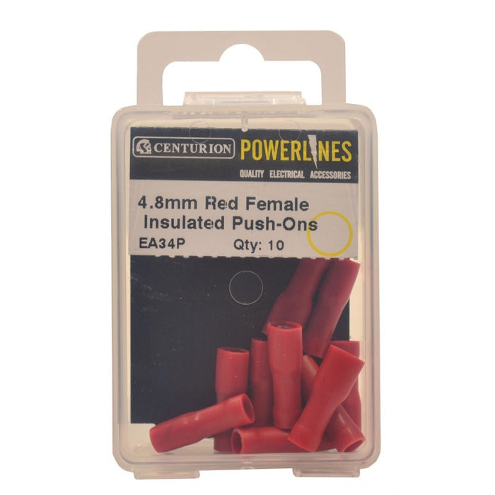 4.8mm Red Female Insulated Push-Ons (Pack of 10)
