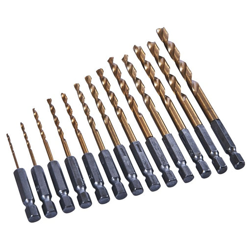 13pc 1/4" Titanium Coated Hss Drill Bit Set