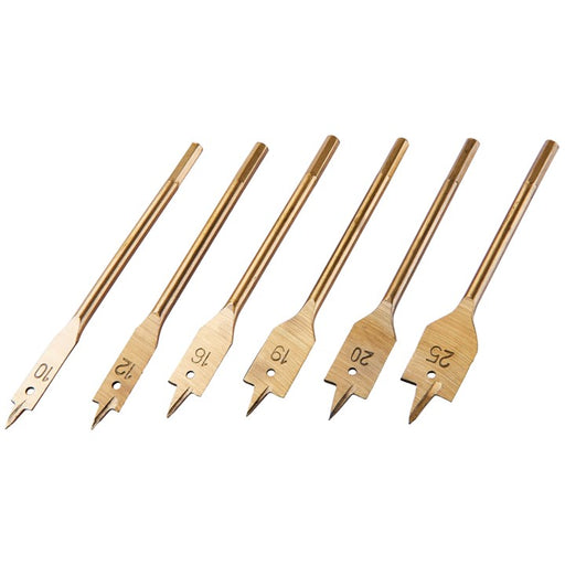 6pc Flat Wood Bit Set - Titanium