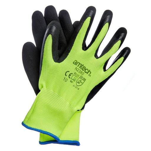 Hi-Vis Latex Coated Gloves XL (Size: 10)