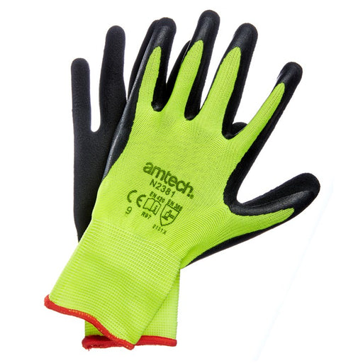 Hi-Vis Latex Coated Gloves Large (Size: 9)
