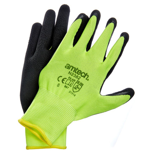 Hi-Vis Latex Coated Gloves Medium (Size:8)