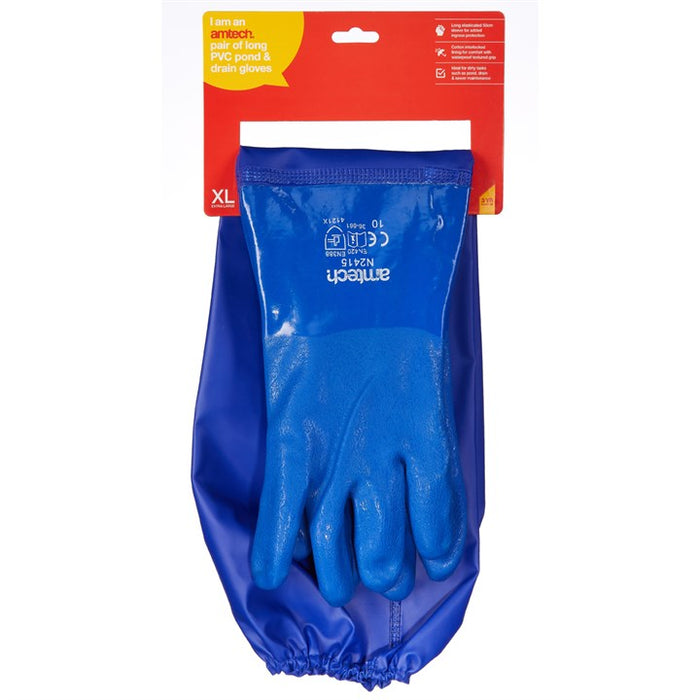 Long PVC Pond and Drain Gloves XL (Size:10)