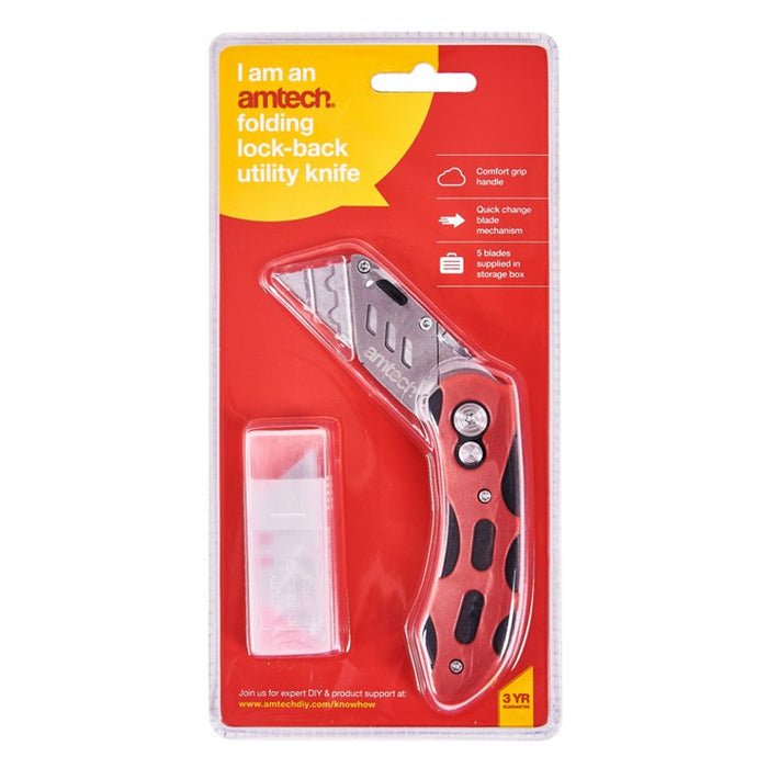 Folding Lock-Back Utility Knife - Comfort Grip