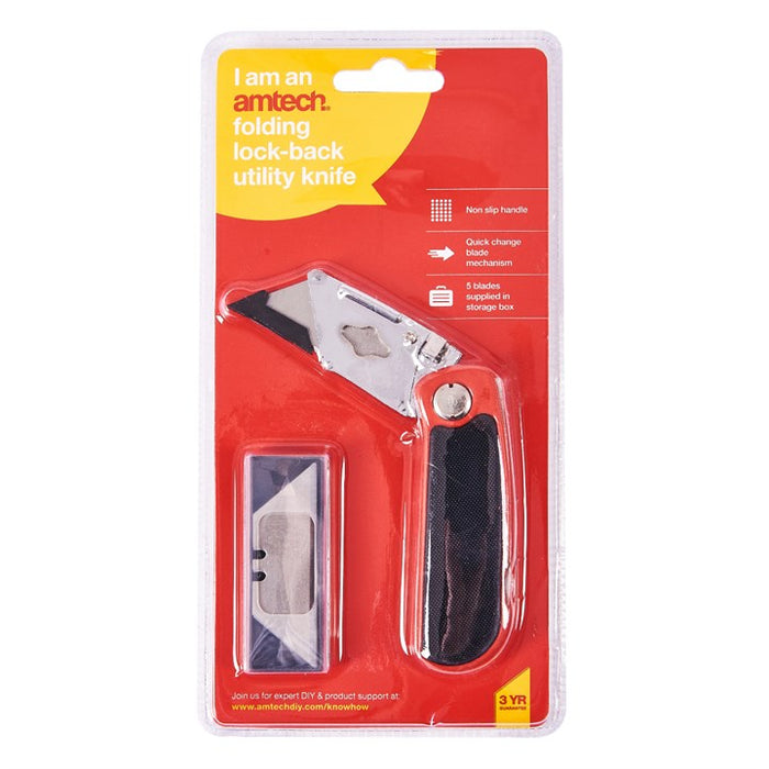 Folding Lock-Back Utility Knife - Cushion Grip