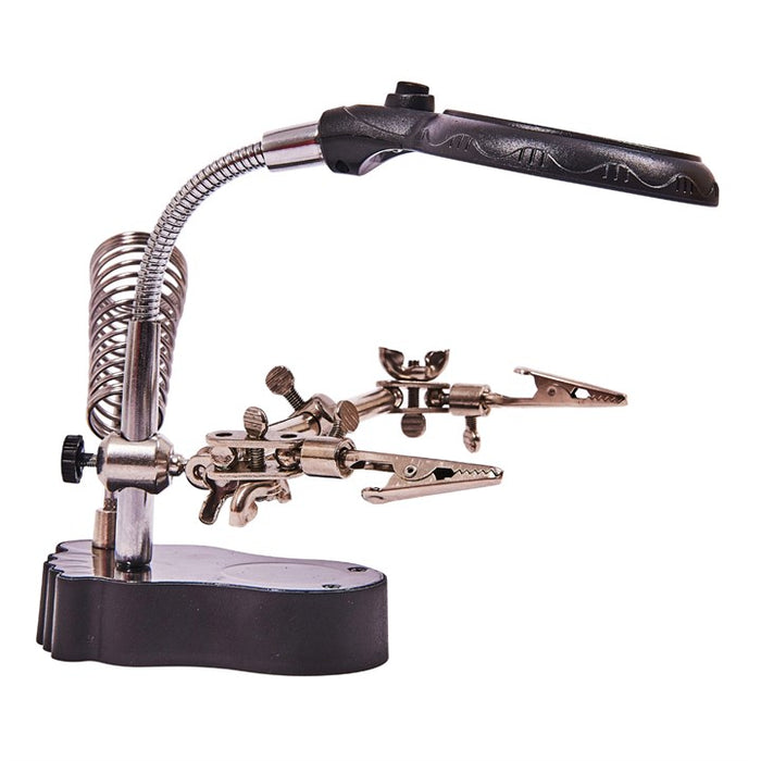 Helping Hand Magnifier Set And Soldering Stand With LED
