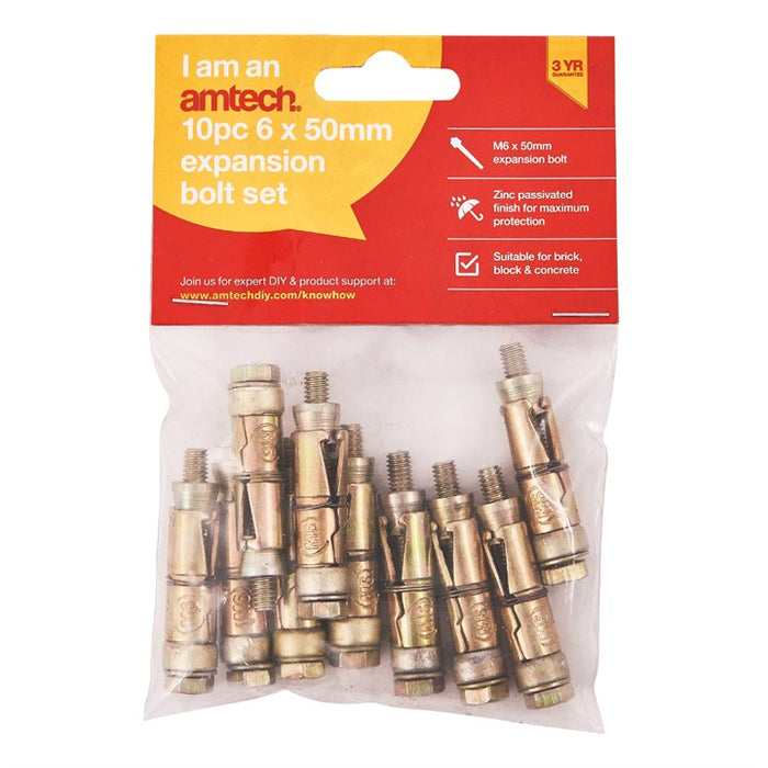 10pc M6 X 50mm Expansion Bolts