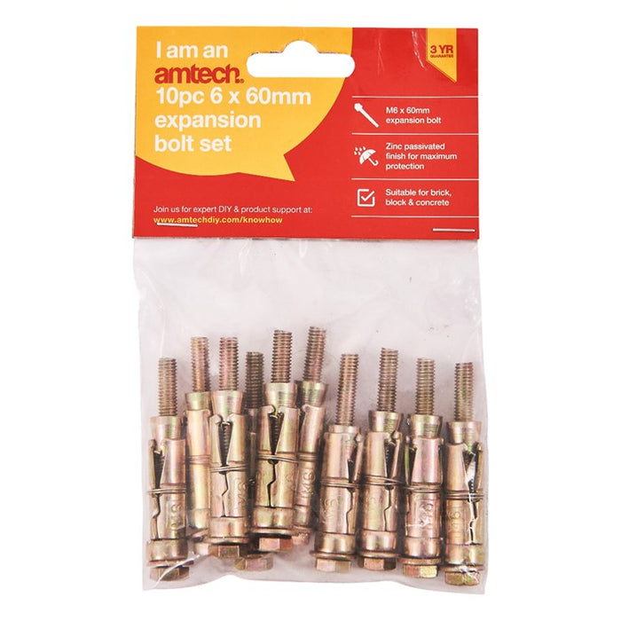 10pc M6 X 60mm Expansion Bolts