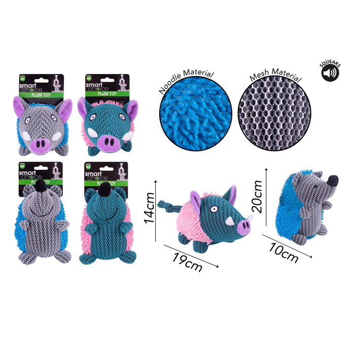 Hedgehog & Warthog Plush Dog Toy