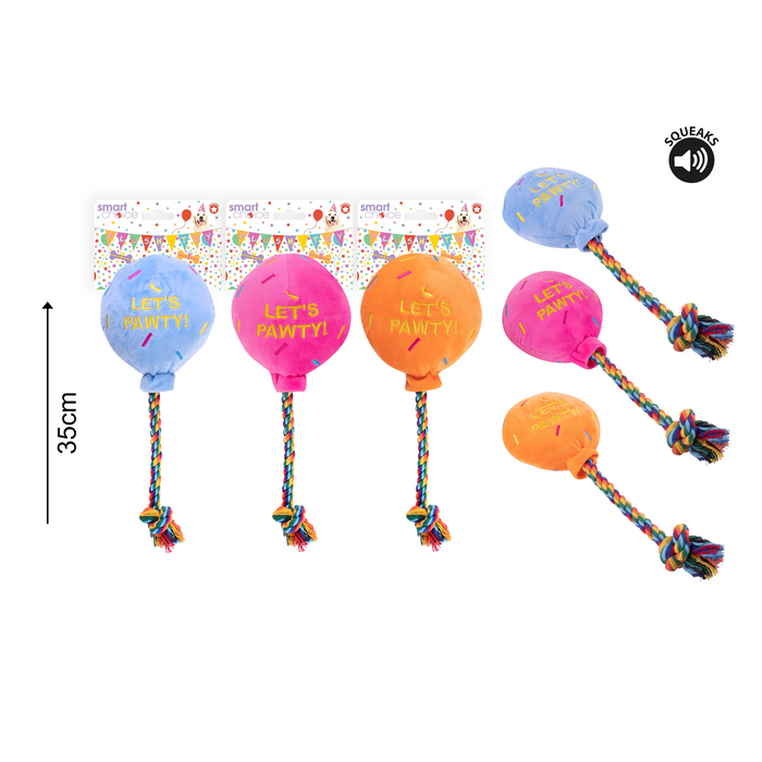 Birthday Balloon Plush Dog Toy