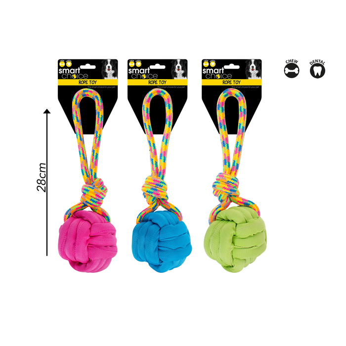 Rainbow Rope With Fabric Ball Dog Toy