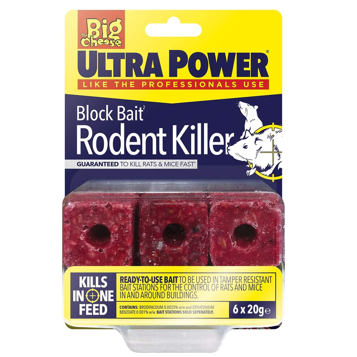 The Big Cheese Ultra Power Block Bait Rodent Killer - 6 Blocks