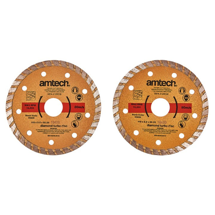 2pc 115mm (4-1/2") Diamond Turbo Disc Set