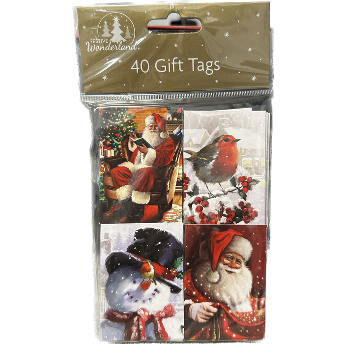 40 Traditional Folded Christmas Gift Tags