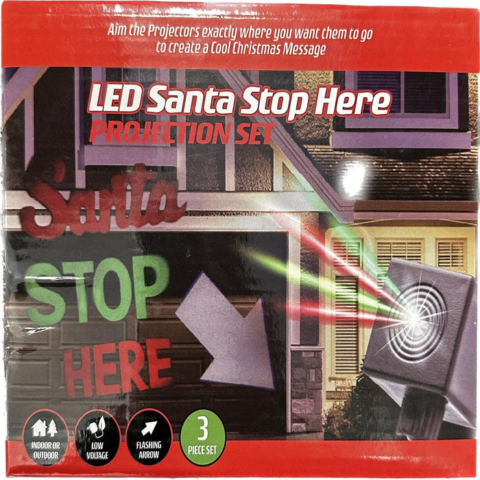 LED Santa Stop Here Projection Set