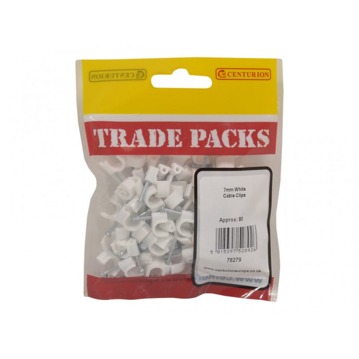 Cable Clip - White - 7mm (80 PK)