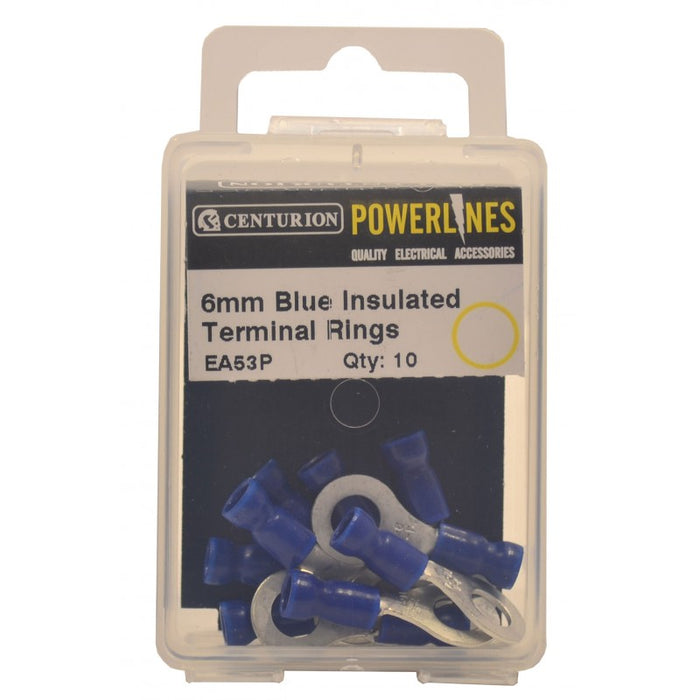 6mm Blue Insulated Terminal Rings (Pack of 10)