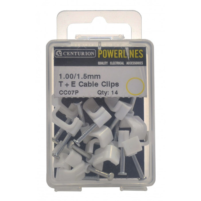 1.00/1.5mm T+E White Cable Clips (Pack of 14)