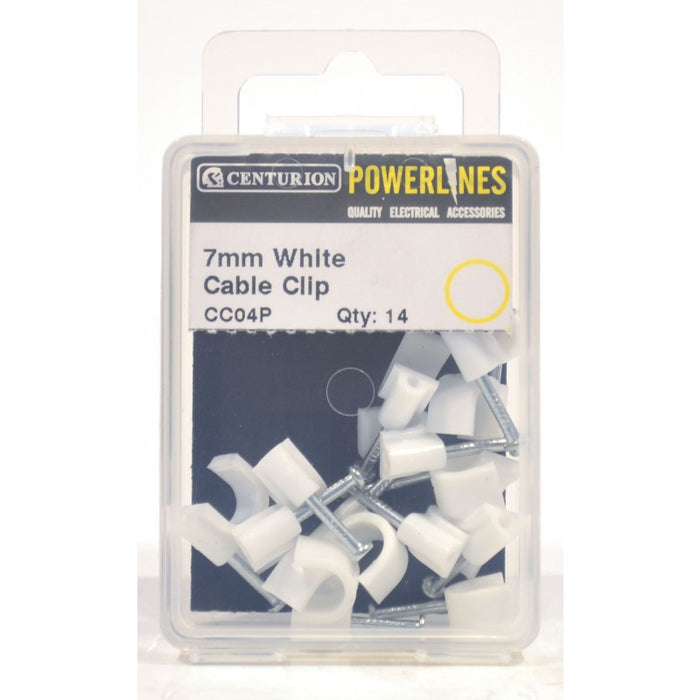 7mm White Cable Clips (Pack of 14)