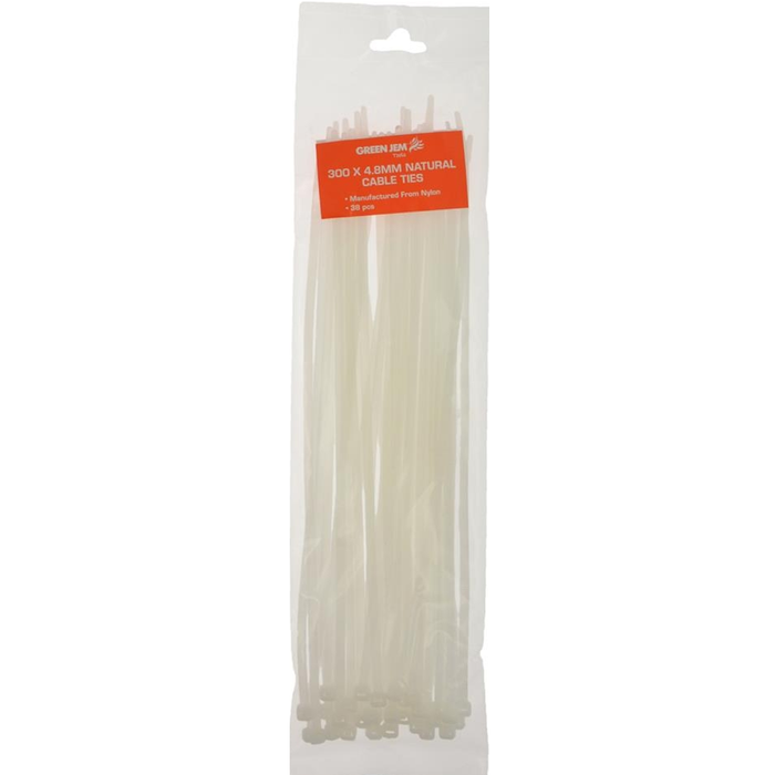 300 x 4.8mm Natural Cable Ties (38 Pack)